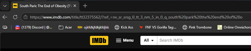 IMDb page with its tt title code visible in the address bar